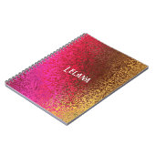 パープルピン、ブラウン、および金ゴールドの影のパーソナライズ ノートブック (左側)