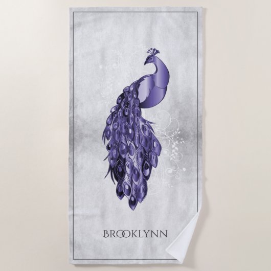 パープルピーエレガントコックビーチタオル ビーチタオル (正面)