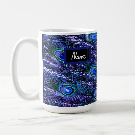 パープルピーコックの羽 コーヒーマグカップ (左)
