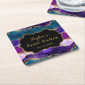 パープルピーコックアゲートSweet sixteen スクエアペーパーコースター (アングル)