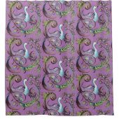 パープルピーコックエキゾチックターコイズ巻チノワセリ シャワーカーテン (正面)