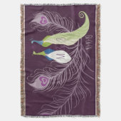 パープルピーコックスペア結婚ズ記念日カスタム スローブランケット (正面縦)