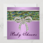 パープルピーコックダイヤモンドボウベイビーシャワー招待状 招待状 (正面)