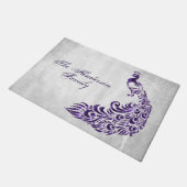 パープルピーコックドアパーソナライズされたマット ドアマット (アングル)