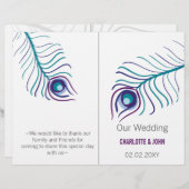 パープルピーコックバイフォールド結婚式 プログラム (正面/裏面)