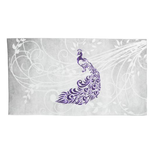 パープルピーコックピローパーソナライズされたケース 枕カバー (裏面-右)