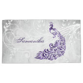 パープルピーコックピローパーソナライズされたケース 枕カバー (正面右)