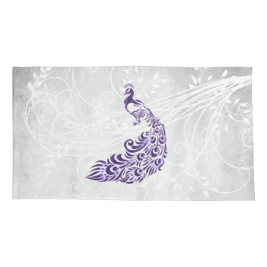 パープルピーコックピローパーソナライズされたケース 枕カバー (裏面-左)