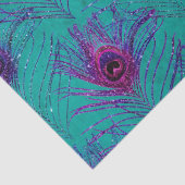 パープルピーコックフェザーのティール(緑がかった色)デコパージュ 薄葉紙 (詳細)