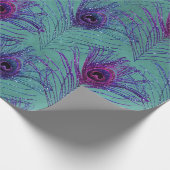 パープルピーコックフェザーオンティール(緑がかった色) ラッピングペーパー (角)