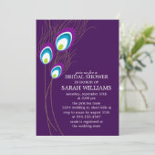 パープルピーコックフェザーズブライダルシャワー 招待状 (スタンド正面)