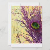 パープルピーコックフェザー結婚式招待状 招待状 (裏面)