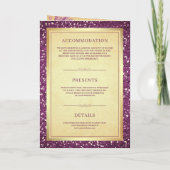 パープルピーコックフェザーQRコードインディアン結婚ズ 招待状 (裏面)