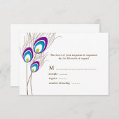 パープルピーコックフェザーRSVPカード 出欠カード (正面/裏面)