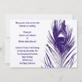 パープルピーコックフ結婚ェザーズ 招待状 (正面)