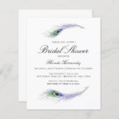 パープルピーコックブライダルシャワー招待 (正面/裏面)