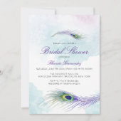 パープルピーコックブライダルシャワー招待 招待状 (正面)