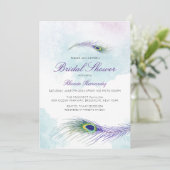 パープルピーコックブライダルシャワー招待 招待状 (スタンド正面)