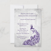 パープルピーコックリーフつる植物ブライダルシャワー招待状 招待状 (正面)