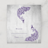 パープルピーコックリーフつる植物披露宴座席表 プレイスカード (外部開封)