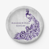 パープルピーコックリーフ結婚つる植物紙プレート ペーパープレート (正面)