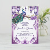 パープルピーコックヴィンテージガーデン結婚インディアン 招待状 (スタンド正面)