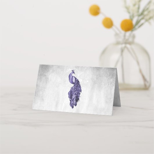 パープルピーコック披露宴座席表 プレイスカード (裏面)