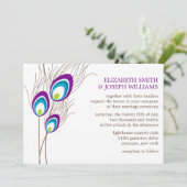 パープルピーコック結婚の羽 招待状 (スタンド正面)