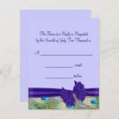 パープルピーコック結婚式招待状 出欠カード (正面/裏面)