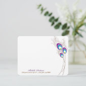 パープルピーコック羽毛フラットノートカード 招待状 (スタンド正面)