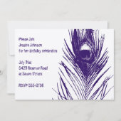 パープルピーコック誕生日招待状 招待状 (正面)