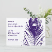 パープルピーコック誕生日招待状 招待状 (スタンド正面)