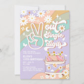 パープルピースアウト独身のデジットGroovy 10誕生日 招待状 (正面)