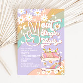 パープルピースアウト独身のデジットGroovy 10誕生日 招待状