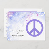 パープルピースサインフラワーズレシピカード ポストカード (正面/裏面)