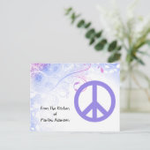 パープルピースサインフラワーズレシピカード ポストカード (スタンド正面)