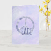 パープルピースサイン感動的引用文の水色 カード (黄色い花)