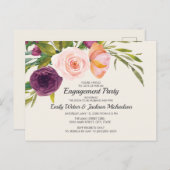 パープルピーチウォーターカラーフローラクリーム婚約 ポストカード (正面/裏面)