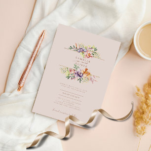 パープルピーチサマーフローラ結婚式QRコードを招待