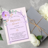 パープルピーチチョウフローラアーチブライダルシャワー 招待状