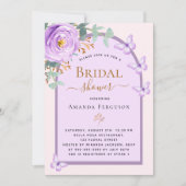 パープルピーチチョウフローラアーチブライダルシャワー 招待状 (正面)