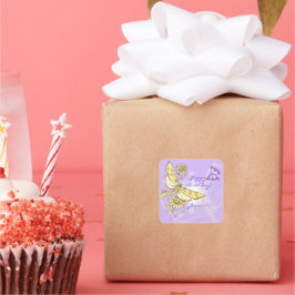 パープルピーチバタフライステッカー スクエアシール