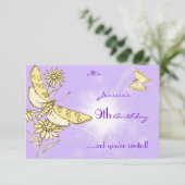 パープルピーチバタフライRSVPカード 招待状 (スタンド正面)