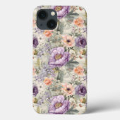 パープルピーチフラワーズフローラヴィンテージシャビーシック Case-Mate iPhoneケース (裏面)