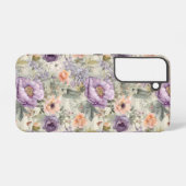 パープルピーチフラワーズフローラヴィンテージシャビーシック SAMSUNG GALAXYケース (裏面横)