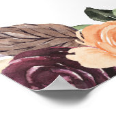 パープルピーチフローラ秋の結婚式ウェルカムサイン ポスター (角)