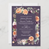 パープルピーチフローラ秋の結婚式招待状 招待状 (正面)