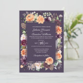 パープルピーチフローラ秋の結婚式招待状 招待状 (スタンド正面)