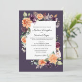 パープルピーチフローラ秋の結婚式招待状 招待状 (スタンド正面)