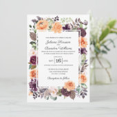 パープルピーチフローラ秋の結婚式招待状 招待状 (スタンド正面)